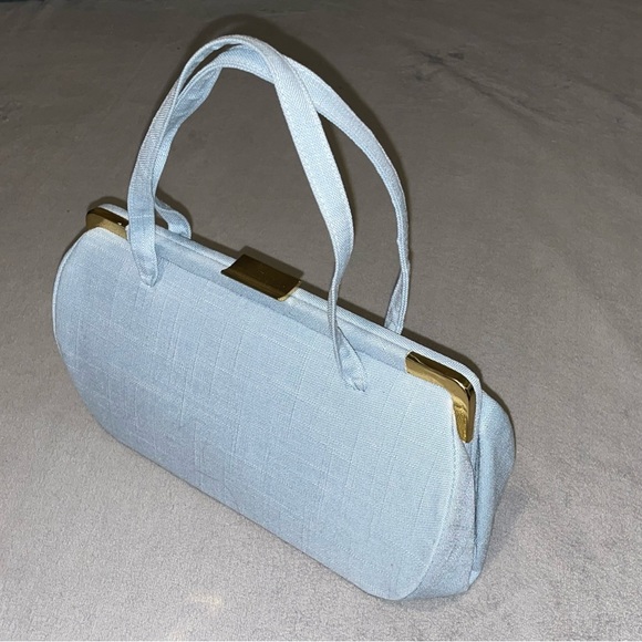 Normandie pale blue 70s structured evening bag - Picture 2 of 7